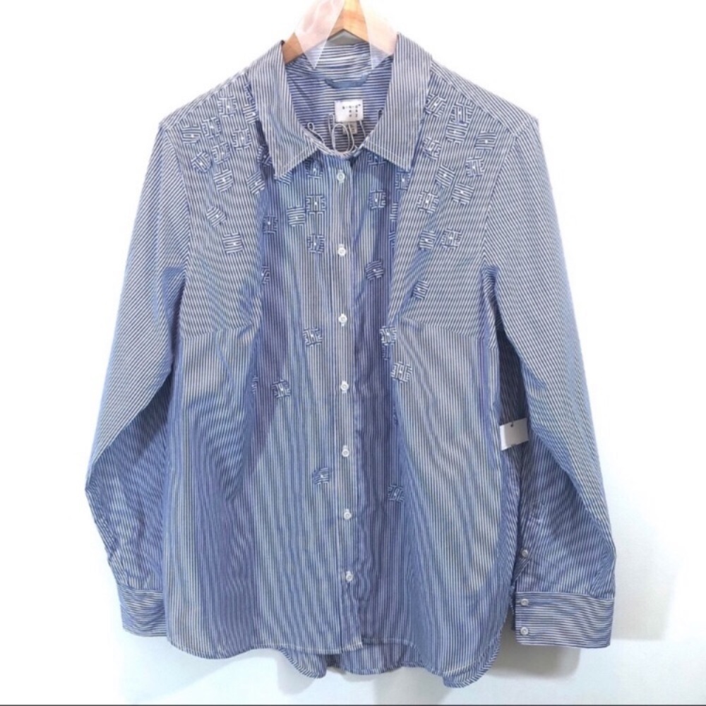 A New Day Blue & White Striped Button Down Blouse